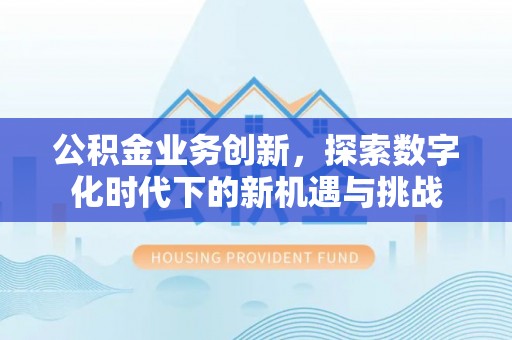 蔡甸公积金业务创新，探索数字化时代下的新机遇与挑战