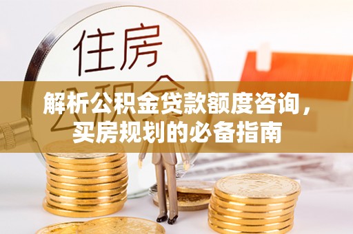 蔡甸解析公积金贷款额度咨询，买房规划的必备指南