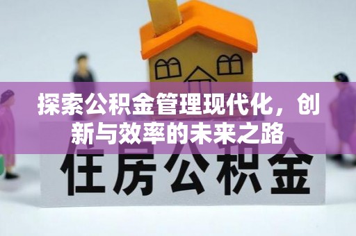 蔡甸探索公积金管理现代化，创新与效率的未来之路