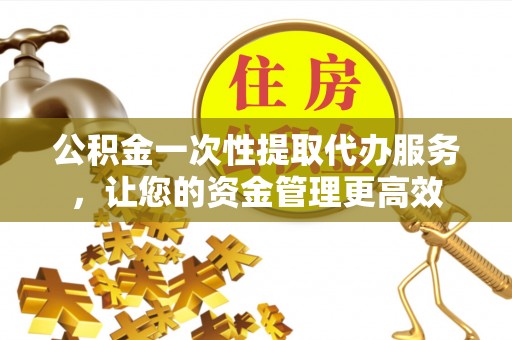 蔡甸公积金一次性提取代办服务，让您的资金管理更高效