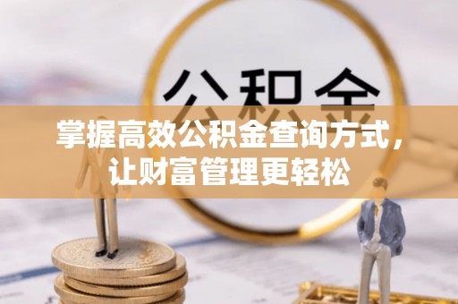 蔡甸掌握高效公积金查询方式，让财富管理更轻松