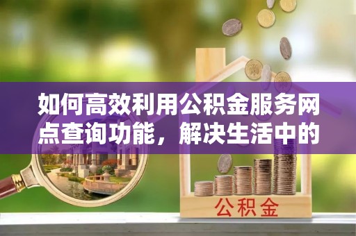 蔡甸如何高效利用公积金服务网点查询功能，解决生活中的资金难题