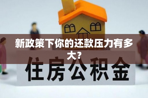 蔡甸新政策下你的还款压力有多大？